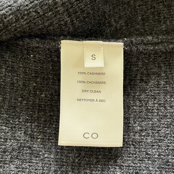 CO Collections 100% Cashmere Long Cardigan Coat Sweater Open Gray Sm cable knit - Picture 8 of 9